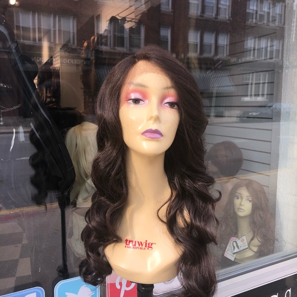 Wig brown Swisslace lacefront Deep Waves 26 Long - Picture 3 of 8